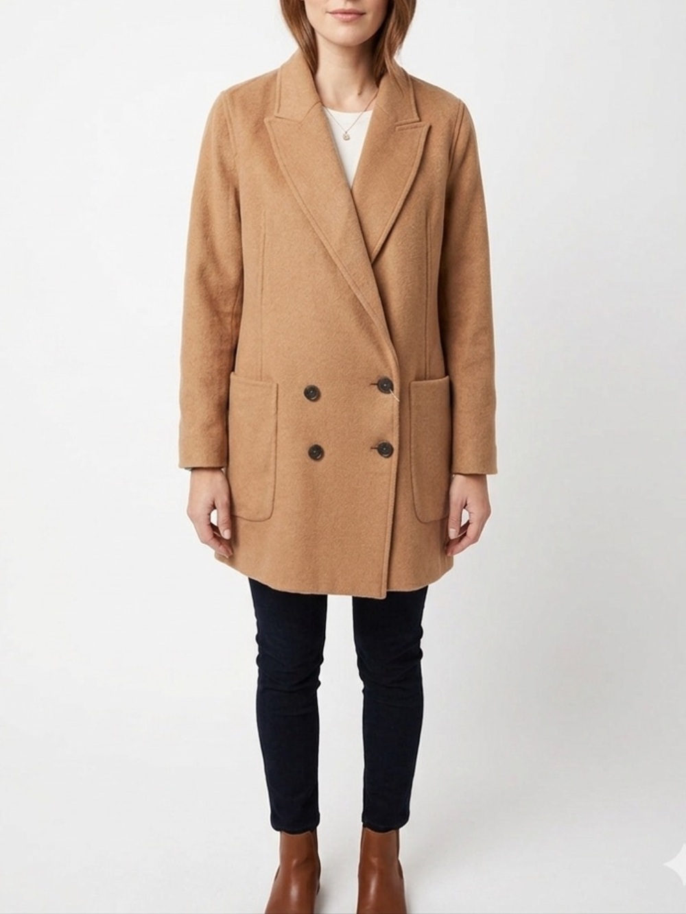 NWT High Use Claire Campbell Narrator Boxy Double Breasted Coat Tan Camel 8